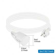 CILIA 1 pieza Cable de extensión de alimentación estándar de la UE con cubierta de contra el polvo, un solo enchufe, cable flexible y duradero para uso doméstico y al aire libre - Ver 9