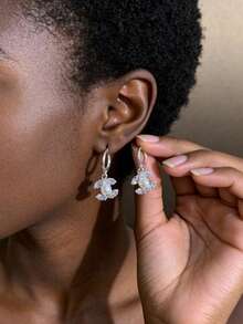 925 Sterling Silver Earrings, Multifunctional Copper Inlaid Zirconia Design, Suitable For Daily Wear, Parties And Dates, Adding Elegant Charm - Silver CC Cute Earrings - View 2