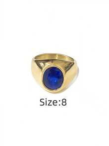 1枚极简男士戒指，简约设计，镶嵌锆石，316不锈钢材质，真空电镀工艺，防水，防褪色，低致敏性，适合休闲和商务场合佩戴。 - 金色 - 查看 18