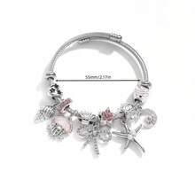 1pc Panjia New Cute Octopus Bracelet For Women, Cartoon Rhinestone Bow Pendant Adjustable Fashion Bangle - Octopus Bow - View 3