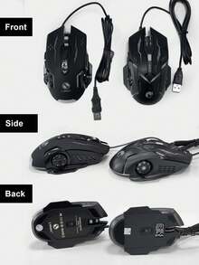 黑色g702有線遊戲滑鼠帶照明,符合人體工學設計,適用於家居/辦公室/電子競技 - 黑色 - 查看 9
