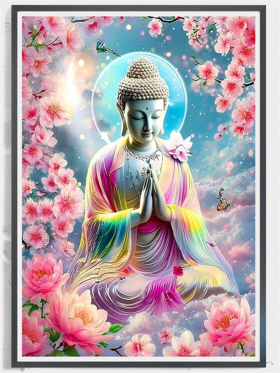 Bộ tranh đính kim cương tròn 1 bộ, tượng Phật, tranh khảm kim cương tròn 5D, bộ tranh đính kim cương pha lê thủ công hoàn toàn, bộ tranh vẽ, đồ thủ công cho người mới bắt đầu, tranh đính kim cương tự làm.