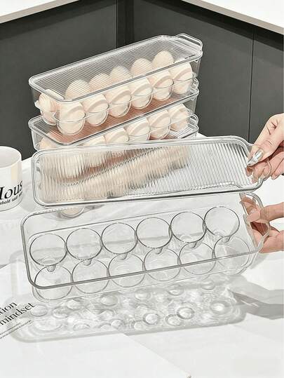 12格可堆叠塑料鸡蛋收纳盒/食品容器，带盖，适合家庭厨房使用
