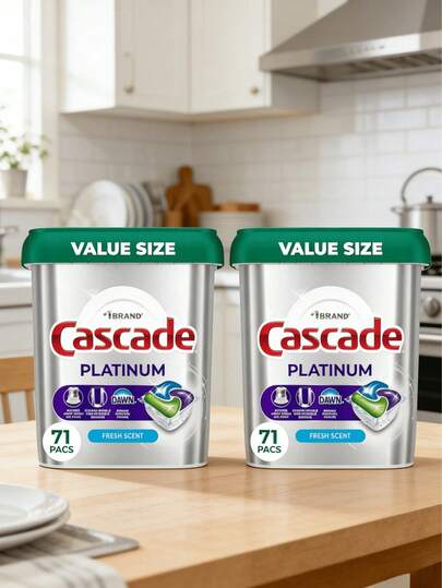 Cascade Platinum Dishwashing Pods, Dishwashing Detergent, Dishwashing Soap, Fresh Scent, Powerful Stain Remover (71 Pods)