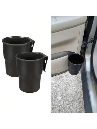 2个可调节车载出风口杯架 - 双层防滑饮料架，经久耐用，可安装在出风口或仪表盘上，适用于手机，汽车内饰使用（兼容空调出风口）