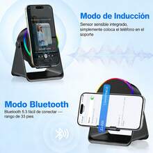 Wireless Sensor Speaker, 5-In-1 Bluetooth Speaker, 360° Rotating Phone Stand With Ambient Light, Compatible With Phones And Tablets. - View 3