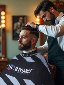 1 قطعة رداء حلاق Stylance من البوليستر السميك المقاوم للماء ومضاد للكهرباء الساكنة مع زر سيليكون أسود وياقة مانعة للانزلاق - متعدد الألوان - مشاهدة 3