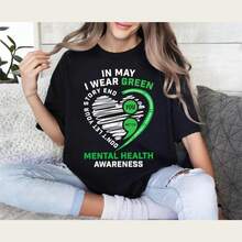 In May I Wear Green Mental Health Awareness Shirt, Mental Health T-Shirt, Anxiety Shirt, Therapist Tee, Bipolarism Shirt, Motivational Shirt2 - màu đen - Xem 1