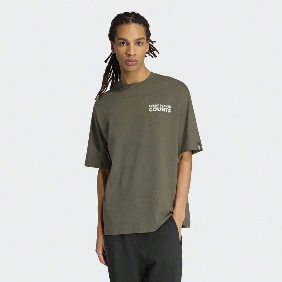 Adidas 男士 M VERB BADGE 短袖T恤，针织圆领T恤 TKB4891 - 綠色 - 查看 1