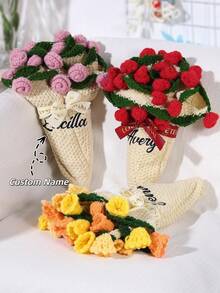 1pc Handmade Crochet Rose Flower Throw Blanket, Customized Wedding Gift, Souvenir Commemorative Gift For Women - Custom Blankets - View 3