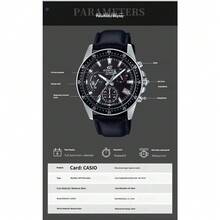 Casio 卡西欧 Edifice EFV-540D/L 赛车风格三眼计时石英男士腕表，100米防水，皮革/不锈钢表带，商务运动腕表 - 均碼 - 查看 8