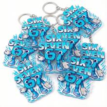 10pcs Letter Shaped Acrylic Keychains, 67 Pattern, Men's 2D Flat Design, Practical & Fashionable Key Chains, Suitable For Gifts And Decoration, Can Be Used For Backpacks, Wallets, Car Keys, 2D Flat Style - Blue - View 1