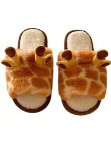 Women's Casual Cute Cartoon Deer Printed Open-Toe Flat Indoor Bedroom Slippers, Autumn Winter - 彩色 - 查看 3