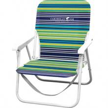 CARIBBEAN JOE - Silla Plegable de Playa 1 posición Ligera y portátil Plegable para Acampar al Aire última intervensión con Correa de Transporte Azul y Rayas de Lima - Azul Rayas Lime - Ver 7