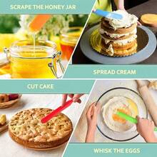 3件套硅胶刮刀，耐热，适用于蛋糕、奶油、花生酱等食材的搅拌。不粘面包刮刀，橡胶材质，长柄设计，适合餐厅、面包店、酒店和家庭使用。居家必备好帮手。 - 彩色 - 查看 9