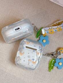 Cute Blue Kitten Style 4/3 Earphone Protective Case, Silicone Soft Cover With Chain Pendant Compatible With Apple Wireless Bluetooth 2 Pro - Baby Blue - View 8