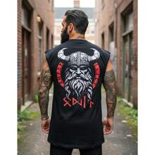 Machao Vikings Mode Training Tank Top, 100% Premium Cotton, Lightweight - 黑色 - 查看 1