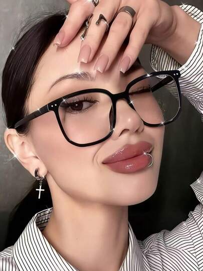 1pc Fashionable Minimalist Square Decorative Computer Glasses For Women