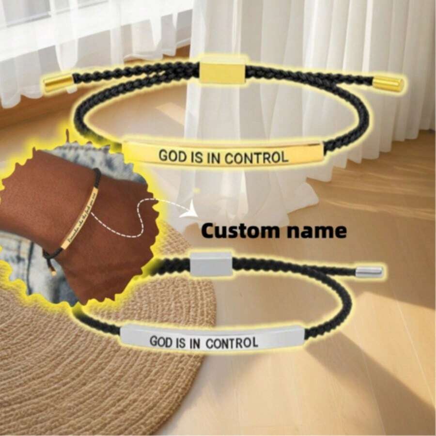 1 Pc Custom Name Stainless Steel Bracelet 18k Gold Plated Pineapple Rope Bracelet - Multicolor - View 1