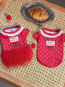 1pc Spring/Summer New Pet Princess Dress, Red Polka Dot Dog/Cat Princess Tulle Dress, Comfortable Versatile Pet Vest, Suitable For Poodle, Teddy, Maltese, Chihuahua And Other Medium/Small Pets For Daily Wear, Party, Home, Outdoor - Multicolor - View 10