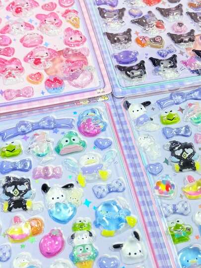 Embossed Gem Stickers, Diamond Mobile Phone Case Decorative Stickers, Gift Decorative Stickers, Cute DIY Handmade Diary Stickers, Cartoon Cute Creative Stickers, Mobile Phone Stickers, Japanese Comics Creative Decoration Mobile Phone Case, Luggage Stickers (Some Styles May Have Color Differences And Will Be Randomly Sent)