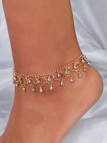 A New Fashion Accessory, Beach Dance Yoga Ankle Chain, Alloy Rhinestone Tassel Ankle Ring - Tassel - View 6