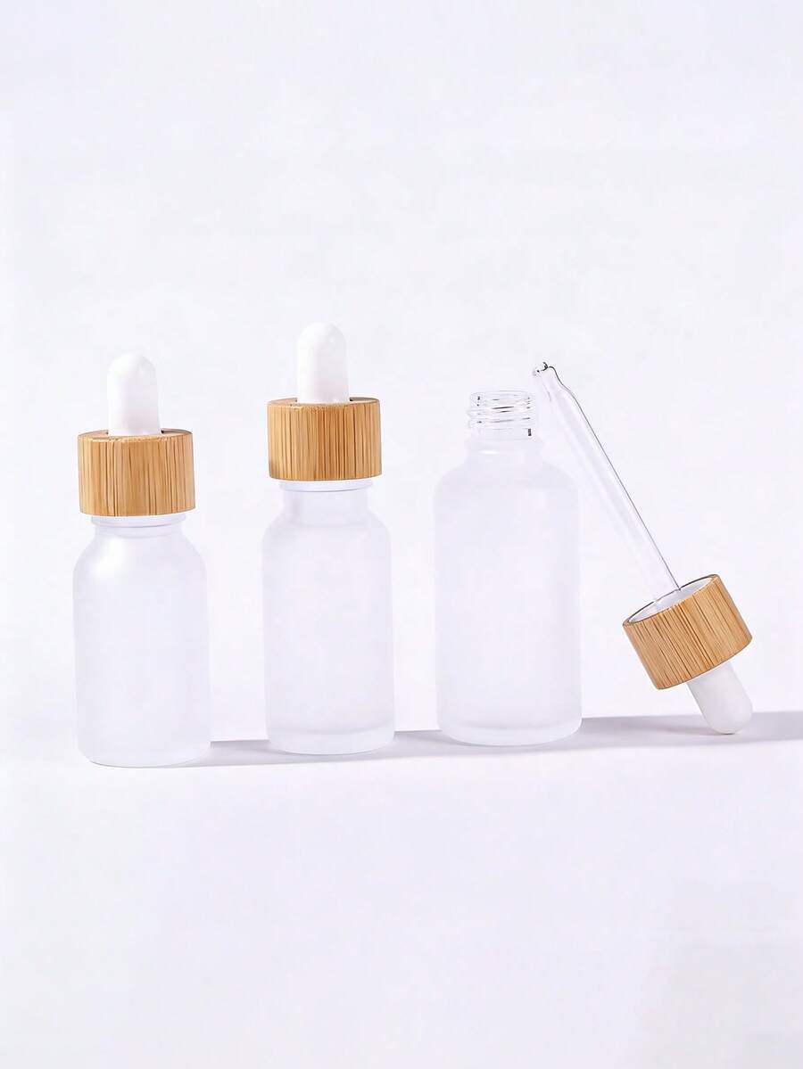 1pc 5-100ml Essential Oil Dropper Bottle, Glass Pipette Container With Bamboo Lid, Cosmetic Empty Bottle, Portable Accessory Storage Bottle - Multicolor - View 1