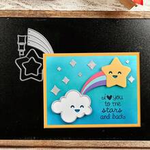 创意彩虹星形模具，DIY剪贴簿相册和压花模板，贺卡制作工具，卡片纸切割工艺品，礼品卡制作模板模切。 - 銀色 - 查看 4