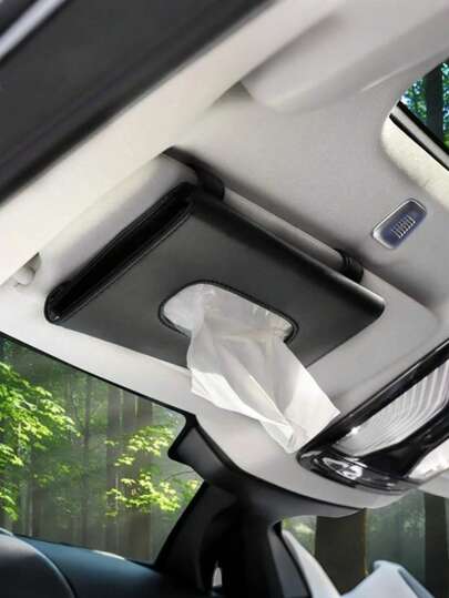 Autositzgewebe-Box Halter, Auto Taschentuch Halter, Auto Servietten Box, Hängender Papierhandtuch Clip, Kunstleder Taschentuchbox, Pappe, Papierhandtuchhalter, Schwarz