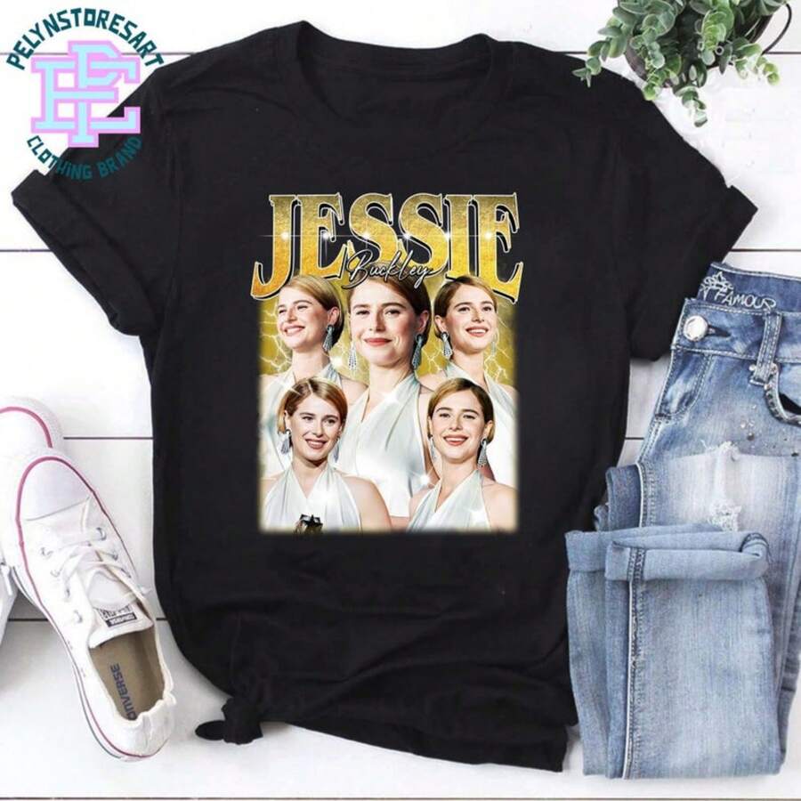 Camiseta pirata retro de Jessie Buckley, camiseta de Jessie Buckley, regalo de Jessie Buckley para un fan, camiseta gráfica de Jessie Buckley, merchandising de Jessie Buckley - Negro - Ver 1