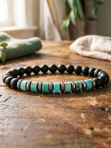 diffone 时尚手工6毫米天然帝王石手链，男士臂环饰品 - 帝皇石個性手鍊 - 查看 10