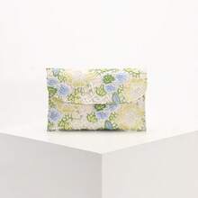 1pc Colorful Shiny PVC Sequin Floral Linen Bottom Mesh Embroidered Leaf Pattern Envelope Clutch Bag, Summer Travel Casual Beach Holiday For Women (Floral Pattern Sent Randomly) - Green - View 3