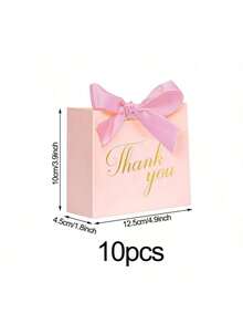 Túi quà cảm ơn thắt nơ (10/20 chiếc), hộp quà nhỏ màu trắng hồng, thích hợp cho tiệc cưới, sinh nhật, quà tặng đám cưới, tiệc tùng, lễ hội. - Nhiều màu - Xem 10