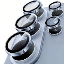 适用于三星 Galaxy S26 Ultra/S25/S24/S23/S22 Ultra Plus FE /A05S/A06/A14/A15/A16/A24/A25/A34/A35/A37/A54/A55/A57 的合金相机镜头保护膜套装，采用独立金属环设计，防刮耐磨，超高清透亮，强力粘合钢化玻璃，春季复活节礼物 - 銀色 - 查看 6