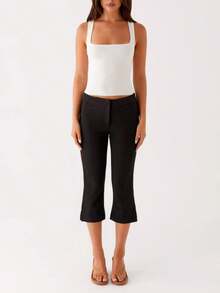 Capri Pants For Women Slim Fit Women's Capris Stretch Dressy Capris Pant For Summer Work Casual - 黑色 - 查看 5