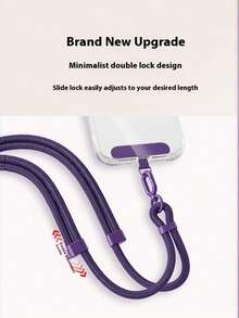 Adjustable Anti-Theft Phone Lanyard, Diagonal Long Strap, New Smart Phone Wrist Strap Accessory, Anti-Lost Anti-Drop Polyester Braided Phone Chain, High-End Phone Decoration, Purple/Black, Sturdy And Durable Metal Pendant, Frees Up Hands For Outdoor Sports, Running, Carrying Baby, Birthday Gift For Family And Friends - 彩色 - 查看 4