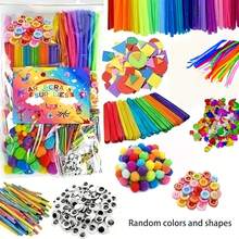 Handmade Pompom Craft Kit, Party Favor, Art & Craft Supplies, Includes Pompoms, Movable Eyes, Pom Poms, Buttons, Craft Sticks, Sequins And Other Craft Supplies - Multicolor - View 7