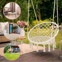 Chaise suspendue – Chaise hamac de jardin en macramé gris et siège pivotant – Chaise pivotante en corde solide et franges de style bohème – Chaise de jardin portable, siège pivotant d'extérieur pour jardin, terrasse et fixation d'arbre CHAISE SUSPENDUE NID DE CIGOGNE BALANÇOIRE DE JARDIN POUR LA MAISON 120CM - Multicolore - Voir 5