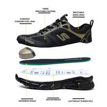 Ding gu Men's Steel Toe Anti-Puncture Breathable Lightweight Indestructible Safety Shoes Work Shoes Fashion Men Sport Steel Toe Puncture Resistant Work Safety Shoes With Steel Toe Cap - Black (anti smashing and anti piercing) - View 5