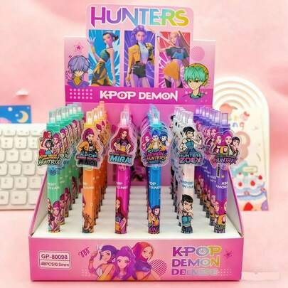 5pcs/Set Korean Girl Group Cartoon Pendant Neutral Pens, Black Gel Pens For Students Exams, Good Choice For Birthday, New Year, Valentine's Day, Easter Gifts (Random Styles). Blind Box [Due To Production And Transportation Factors, There May Be Color Differences Or Minor Flaws, But They Do Not Affect Usage. Random Styles Will Be Shipped]