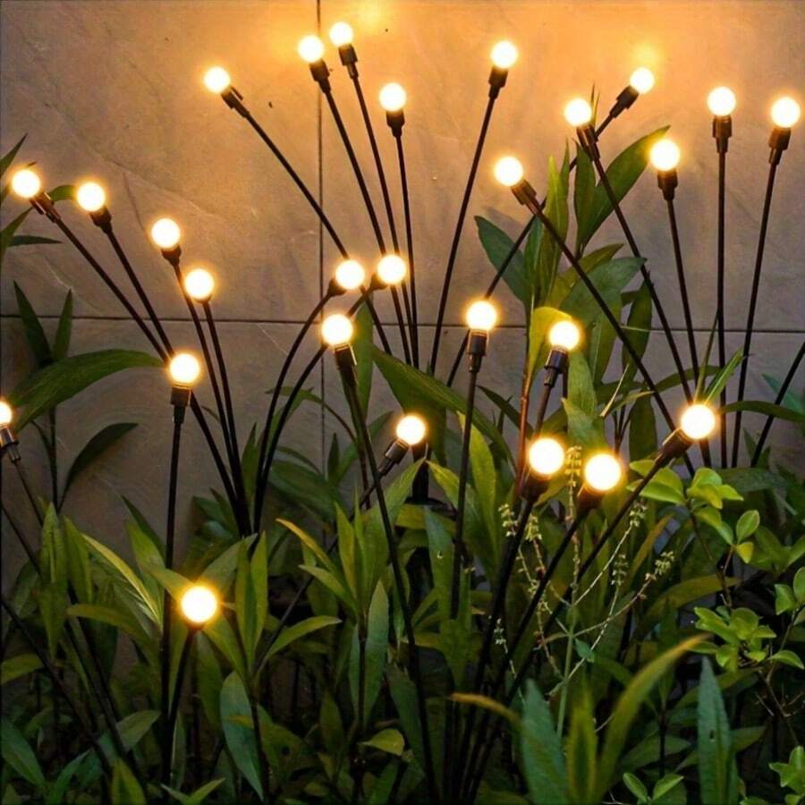 TTDHWW 8 Pack Solar Lawn Firefly Lights - Add LED Wind Firefly Ground Plug Garden Decorative Lights - Venue Muslim Festival Festival Decoration Lighting - Trắng ấm - Xem 1