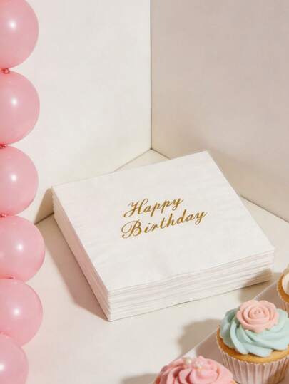 50/20/1 pièce Papier mouchoir "Joyeux anniversaire" portable, dessous de verre en papier absorbant épais de 10*10 pouces, convient pour la maison, la Saint-Valentin, les fêtes d'anniversaire, les restaurants, les essentiels de cuisine