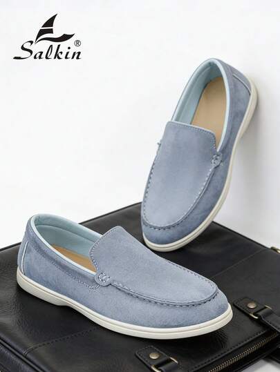 Salkin Mocasines de diseñador para hombres, zapatos casuales de unicolor de ante sintético, suaves y cómodos, antideslizantes, resistentes al desgaste, versátiles para uso casual, de negocios, de fiesta, de boda, primavera/verano/otoño, tallas grandes disponibles, por favor pida una talla talla grande grande