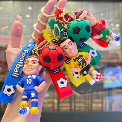 卡通世界杯足球运动钥匙扣，学生背包挂件，个性化汽车钥匙链装饰