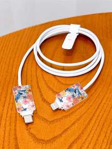 4件套夏季海洋元素手机充电器保护套，数据线整理套装 - 20W/18W充电器适配器，适配器头保护套，兼容 11/12/13/14/15/16/13 Pro Max/16 Pro Max/17 Pro Max - 彩色 - 查看 4