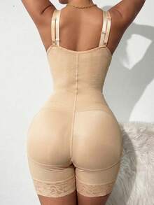 1pc Colombia Shapewear, Double Compression Abdominal Shaping Bodysuit, Postpartum Butt Lifting Compression Garment - Apricot - View 2