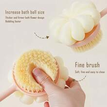 长柄双面沐浴海绵刷，泰迪熊造型淋浴刷，软毛清洁工具，家用 - 查看 4