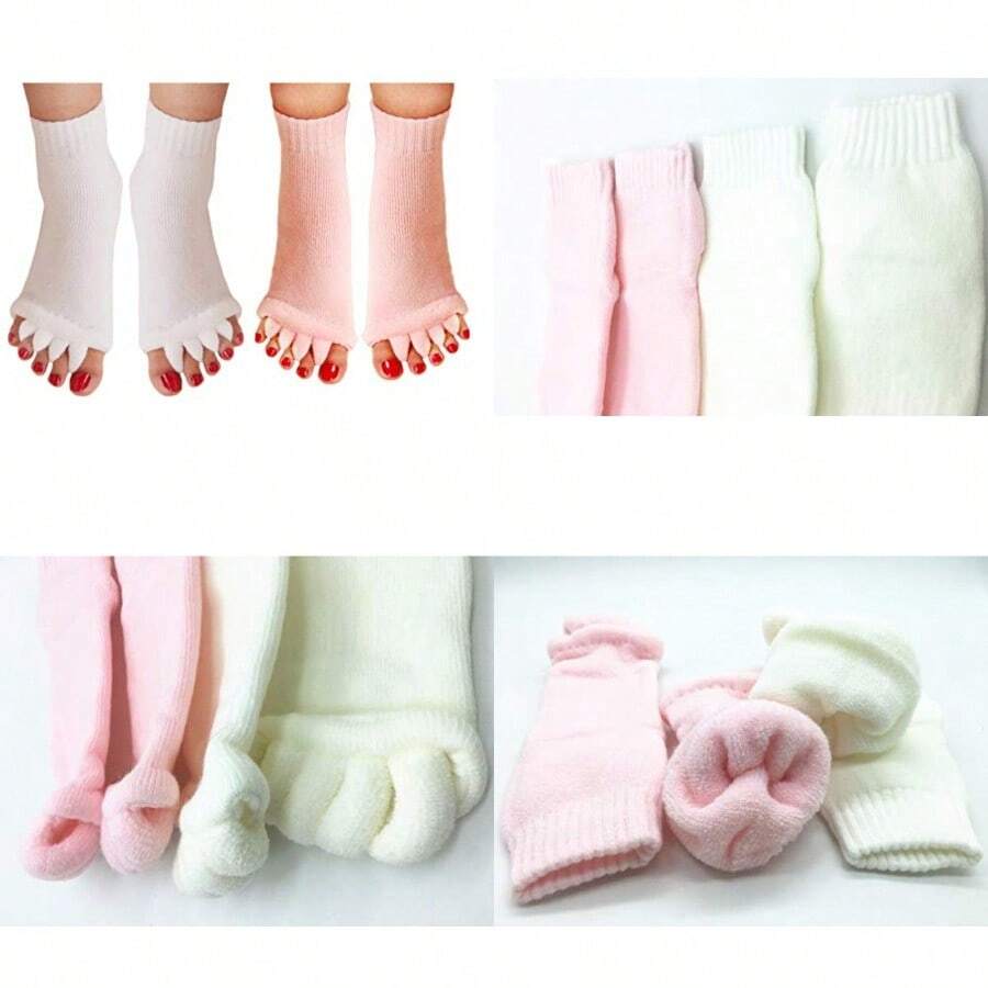 2 pares de calcetines separadores de dedos de los pies para yoga, gimnasio, deportes y alineación de los pies - J - Ver 1