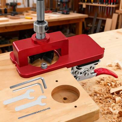 35mm Concealed Hinge Jig Drilling Guide Locator, Adjustable Locking Cabinet Hinge Jig Hole Locator Drilling Holes Tools For Cabinets Doors Hinges Mounting