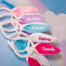 1pc Customized Name Rabbit Ear Headband Set, Easter Gift, Easter Headband, Easter Accessory, Customized Rabbit Ears - Multicolor - View 4